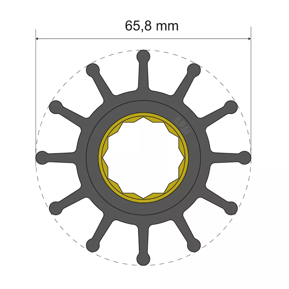 albin-pump-premium-impeller-kit-65-8-x-25-x-80mm-12-blade-spline-insert Albin Pump Premium Impeller Kit 65.8 x 25 x 80mm - 12 Blade - Spline Insert