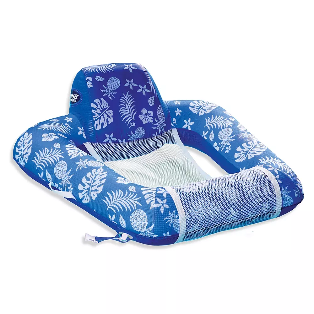 aqua-leisure-supreme-zero-gravity-chair-hibiscus-pineapple-royal-blue-w-docking- Aqua Leisure Supreme Zero Gravity Chair Hibiscus Pineapple Royal Blue w/Docking Attachment