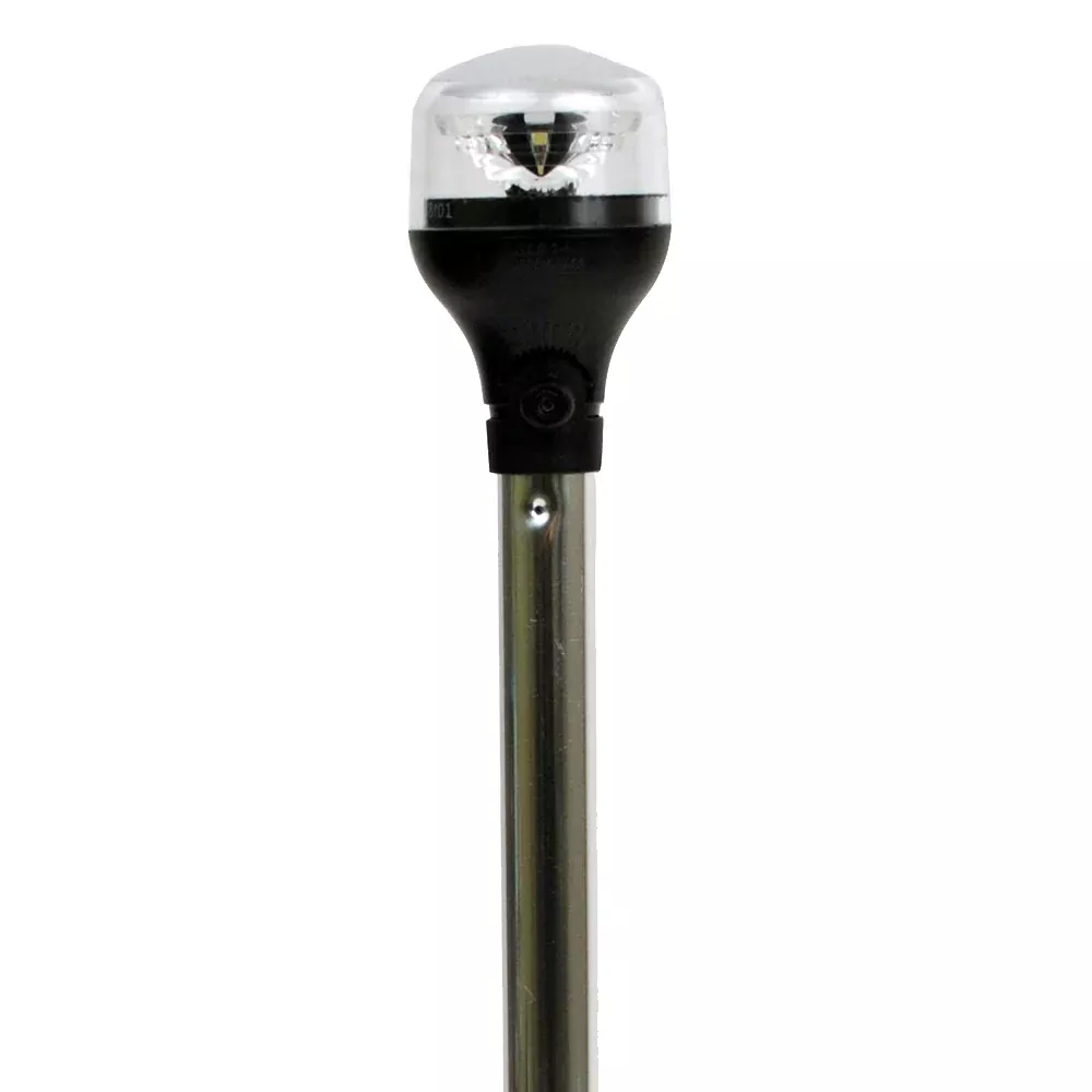 Attwood LightArmor Plug-In All-Around Light - 20" Aluminum Pole - Black Horizontal Composite Base w/Adapter