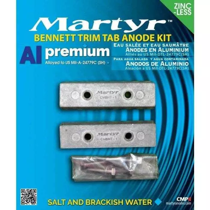 bennett-trim-tab-kit-2-anodes-aluminum Bennett Trim Tab Kit 2 Anodes Aluminum