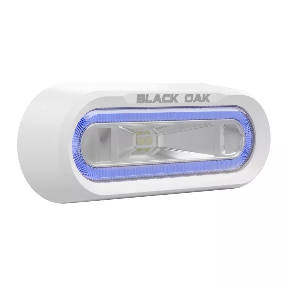 black-oak-low-pro-trade-off-road-spreader-light-bracket-mount-white-housing-blue Black Oak Low Pro™ Off Road Spreader Light - Bracket Mount - White Housing - Blue LED