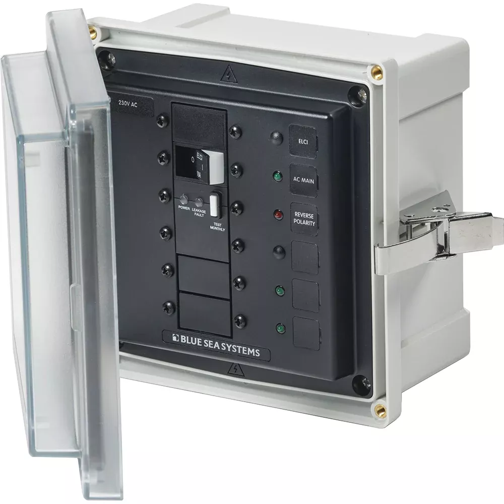 blue-sea-3121-sms-panel-enclosure-w-elci-16a-amp-3-blanks-230v-ac Blue Sea 3121 - SMS Panel Enclosure w/ELCI (16A) & 3 Blanks - 230V AC