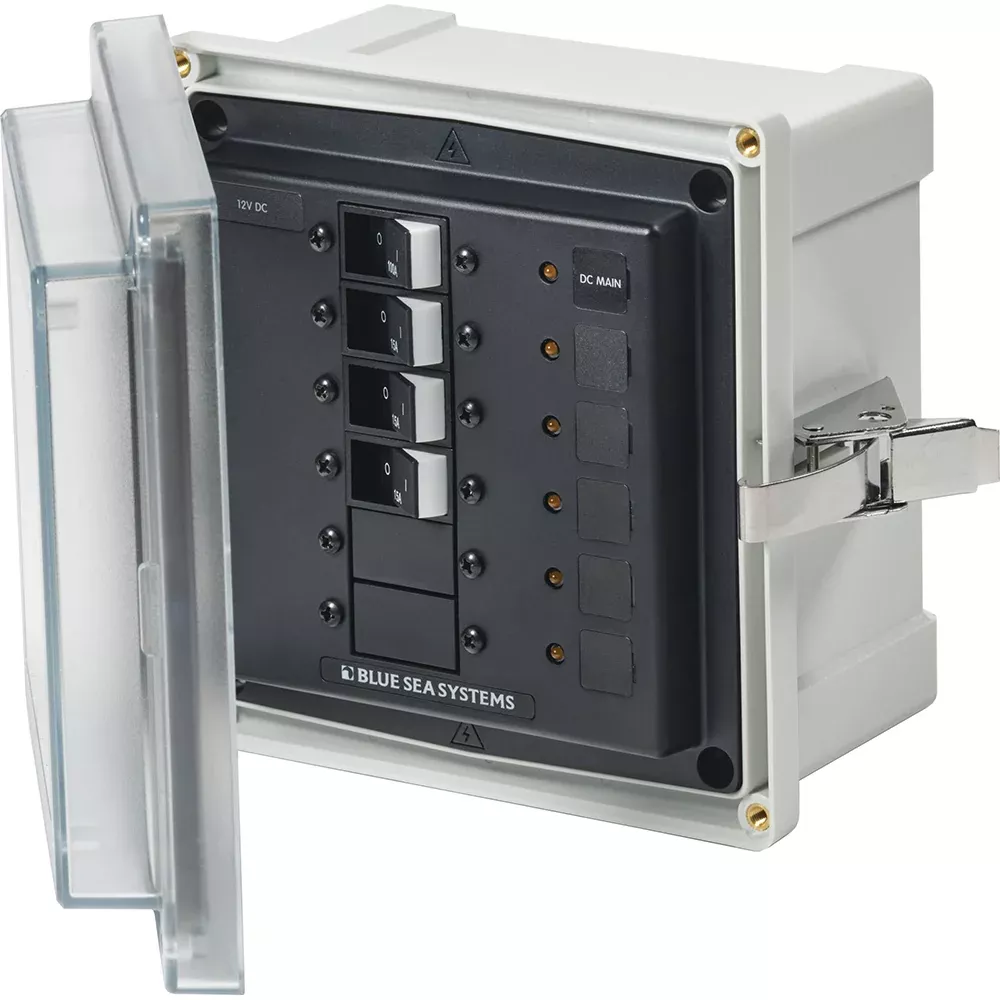 blue-sea-3133-sms-panel-enclosure-w-main-amp-3-branch-12-24v-12-24v-dc Blue Sea 3133 - SMS Panel Enclosure w/Main & 3 Branch (12/24V) - 12/24V DC