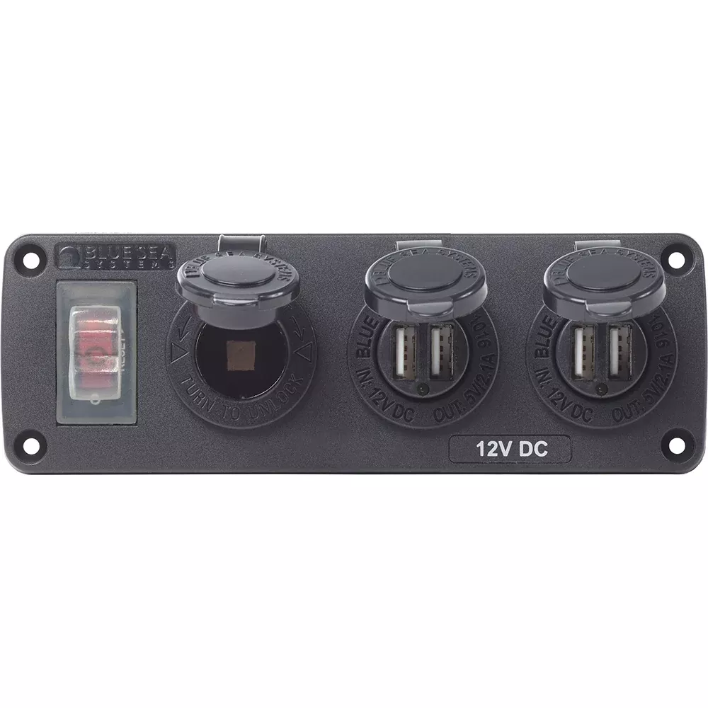 blue-sea-4365-water-resistant-usb-accessory-panel-15a-circuit-breaker-12v-socket Blue Sea 4365 Water Resistant USB Accessory Panel - 15A Circuit Breaker, 12V Socket, 2x 2.1A Dual USB Chargers