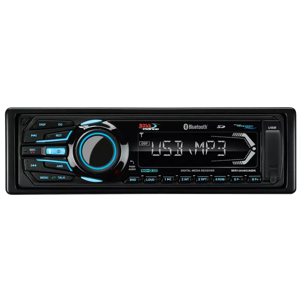 boss-audio-mr1308uabk-bluetooth-reg-fully-marinized-mp3-compatible-digital-media Boss Audio MR1308UABK Bluetooth® - Fully Marinized MP3-Compatible Digital Media Receiver w/USB & SD Memory Card Ports & Aux Input