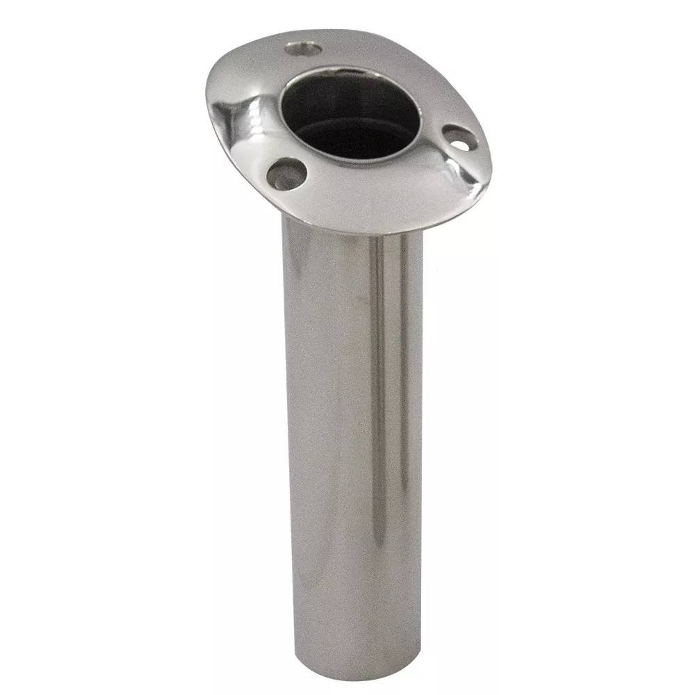 c-e-smith-70-series-standard-flush-mount-rod-holder-15-degree-stainless-steel-gi C.E. Smith 70 Series Standard Flush Mount Rod Holder - 15 Degree - Stainless Steel - Gimbal Bar Bottom - Black Liner 536710