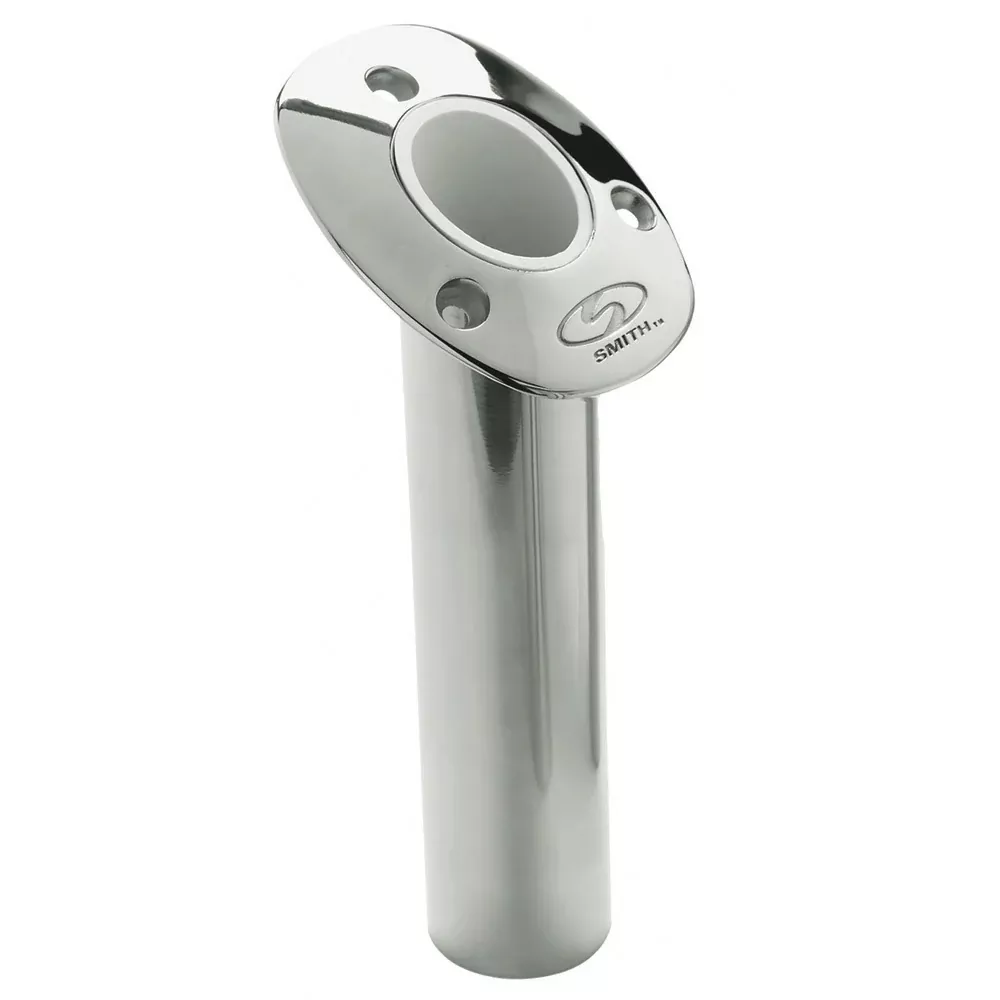 c-e-smith-flush-mount-rod-holder-30-degree-amp-9-quot-depth-stainless-steel-cast C.E. Smith Flush Mount Rod Holder - 30 Degree & 9" Depth - Stainless Steel - Cast Bottom - White Vinyl Liner
