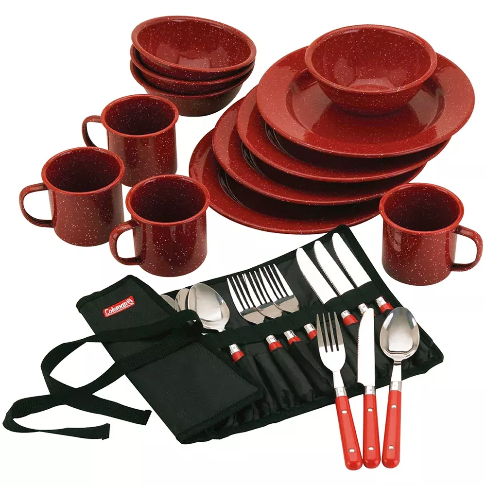 coleman-24piece-speckled-enamelware-cook-set-red-2000016407 Coleman 24Piece Speckled Enamelware Cook Set Red 2000016407