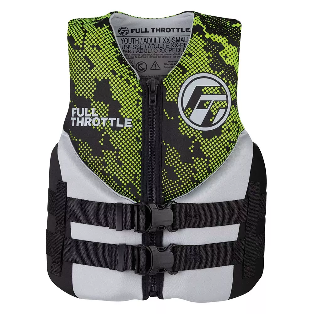 full-throttle-junior-hinged-neoprene-life-jacket-green Full Throttle Junior Hinged Neoprene Life Jacket - Green