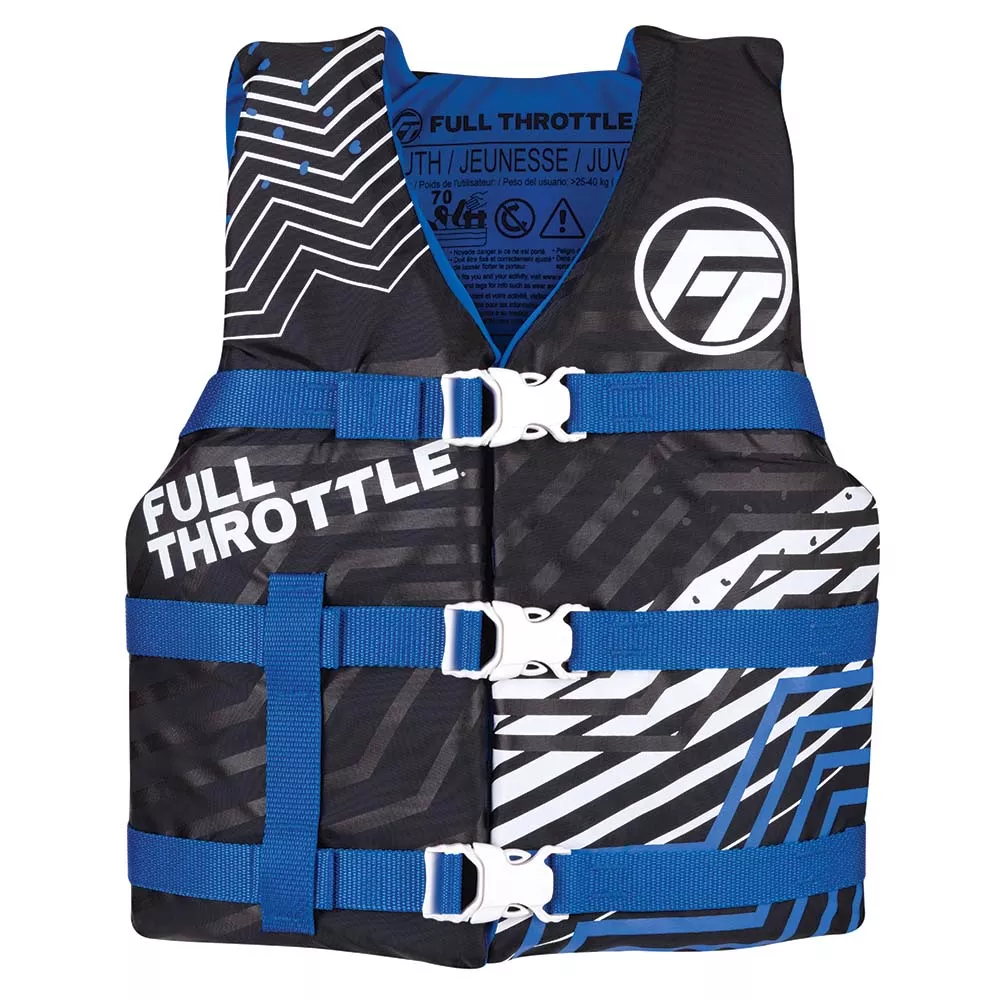 full-throttle-youth-nylon-life-jacket-blue-black Full Throttle Youth Nylon Life Jacket - Blue/Black