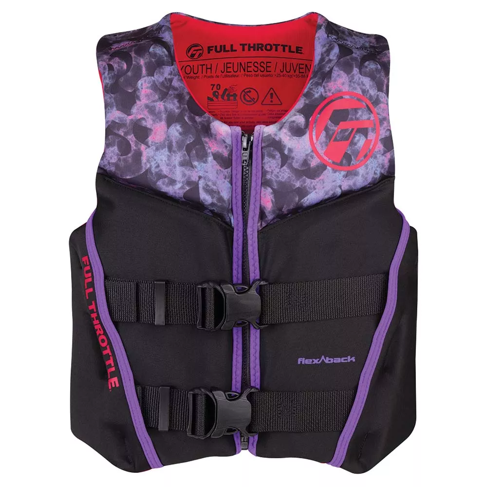 full-throttle-youth-rapid-dry-flex-back-life-jacket-pink-black Full Throttle Youth Rapid-Dry Flex-Back Life Jacket - Pink/Black