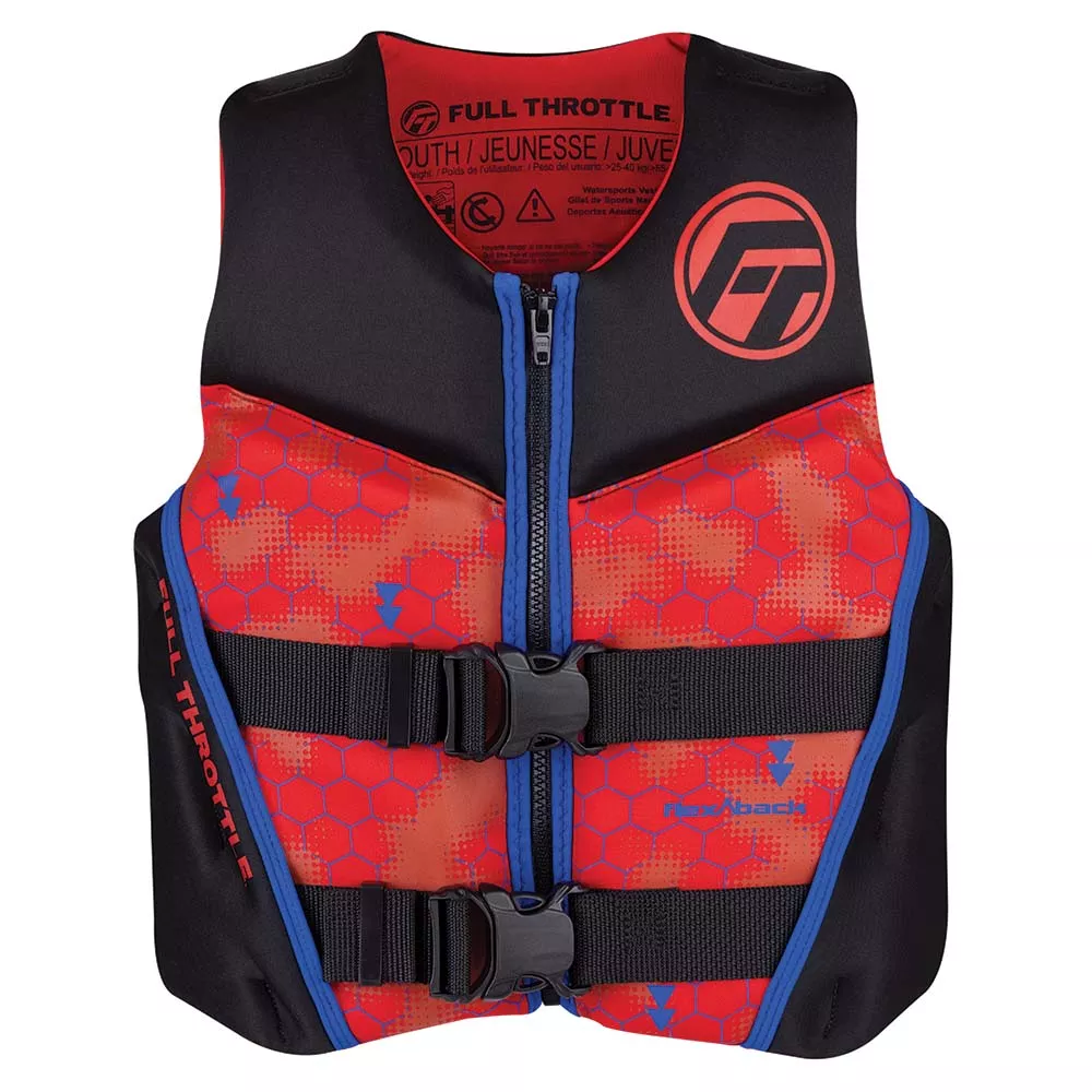 full-throttle-youth-rapid-dry-flex-back-life-jacket-red-black Full Throttle Youth Rapid-Dry Flex-Back Life Jacket - Red/Black