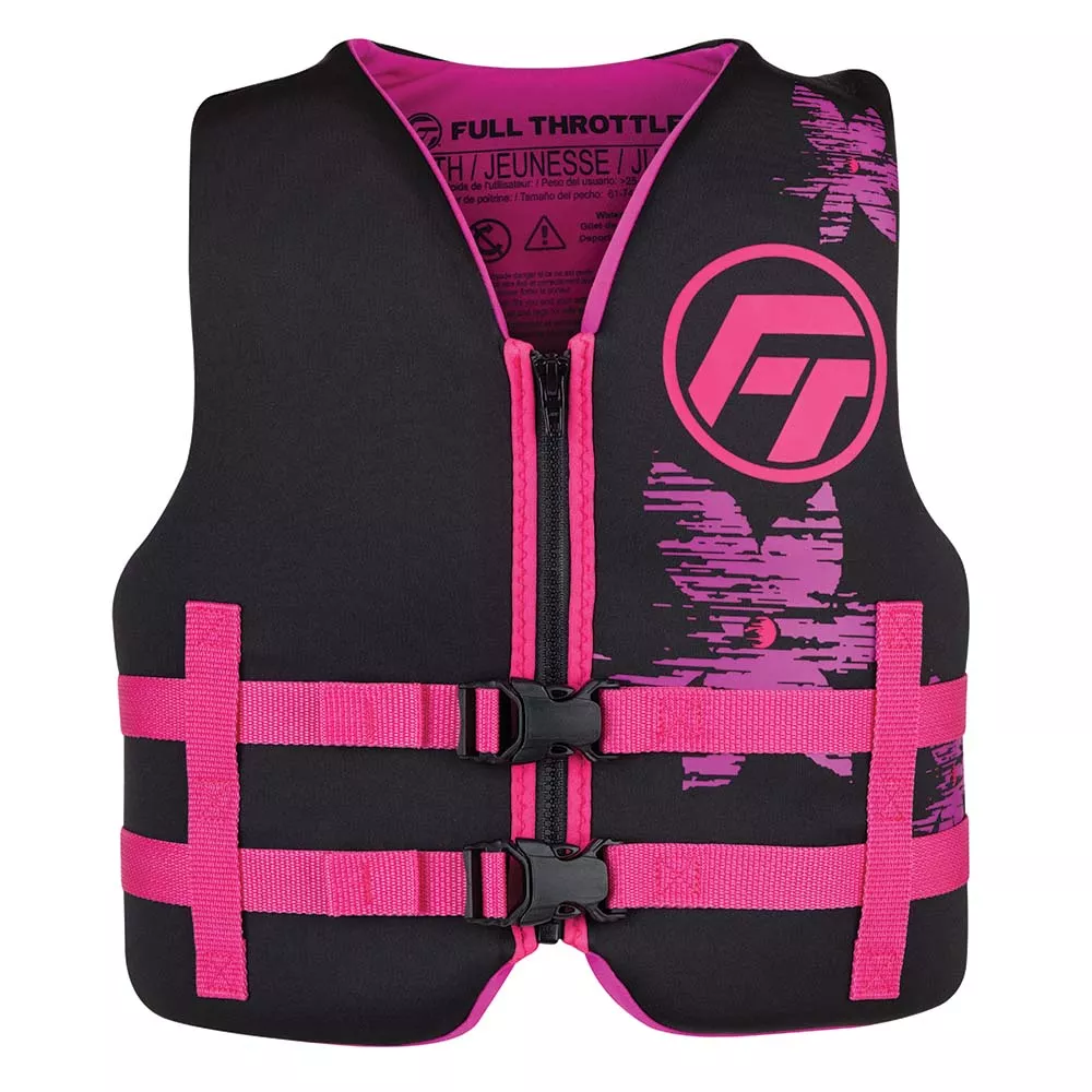 full-throttle-youth-rapid-dry-life-jacket-pink-black Full Throttle Youth Rapid-Dry Life Jacket - Pink/Black