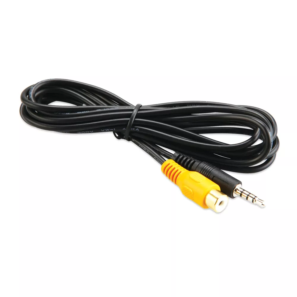 Garmin Backup Camera Video Cable, For dezl 560LT/560LMT/760LMT, RV 760LMT, 6.5 ft, RCA to 3.5 mm, 22AWG