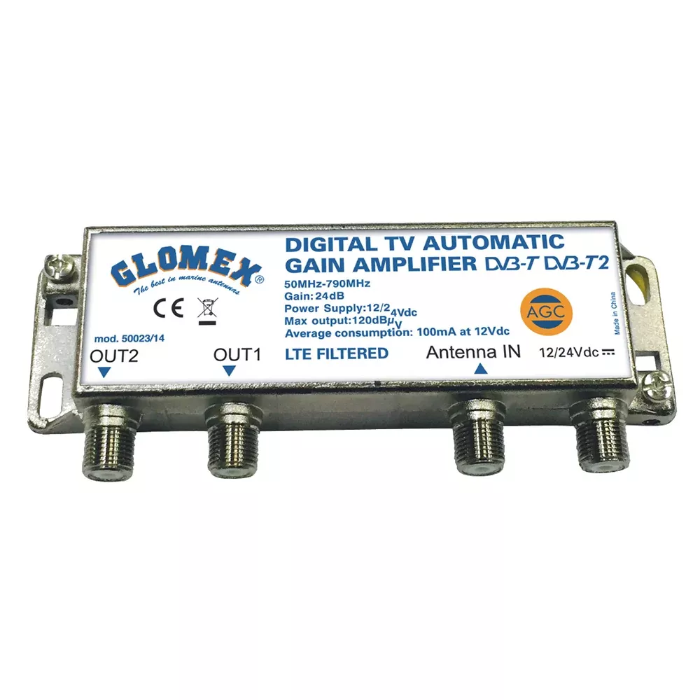 glomex-auto-gain-control-amp-12-24vdc-f-2-tv-outputs Glomex Auto Gain Control Amp - 12/24VDC f/2 TV Outputs