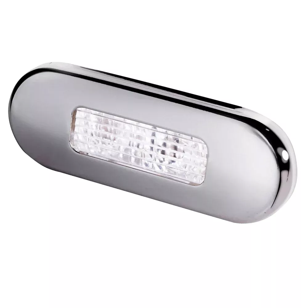 Hella Marine Surface Mount Oblong LED Courtesy Lamp - White LED - Stainless Steel Bezel