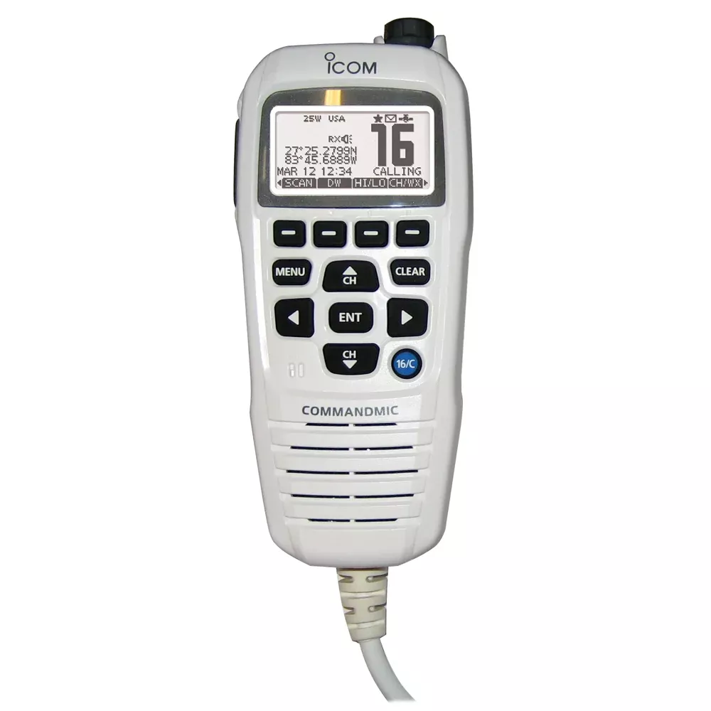 Icom HM195 CommandMic™ IV with White BlackLit LCD - Super White