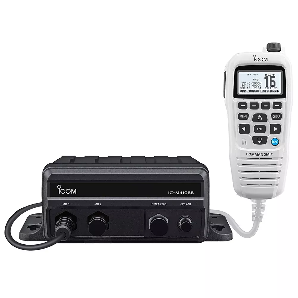 icom-m410bb-gw-11-black-box-vhf-w-white-command-mic-amp-2-command-mic-ports Icom M410BB GW 11 Black Box VHF w/White Command Mic & 2 Command Mic Ports