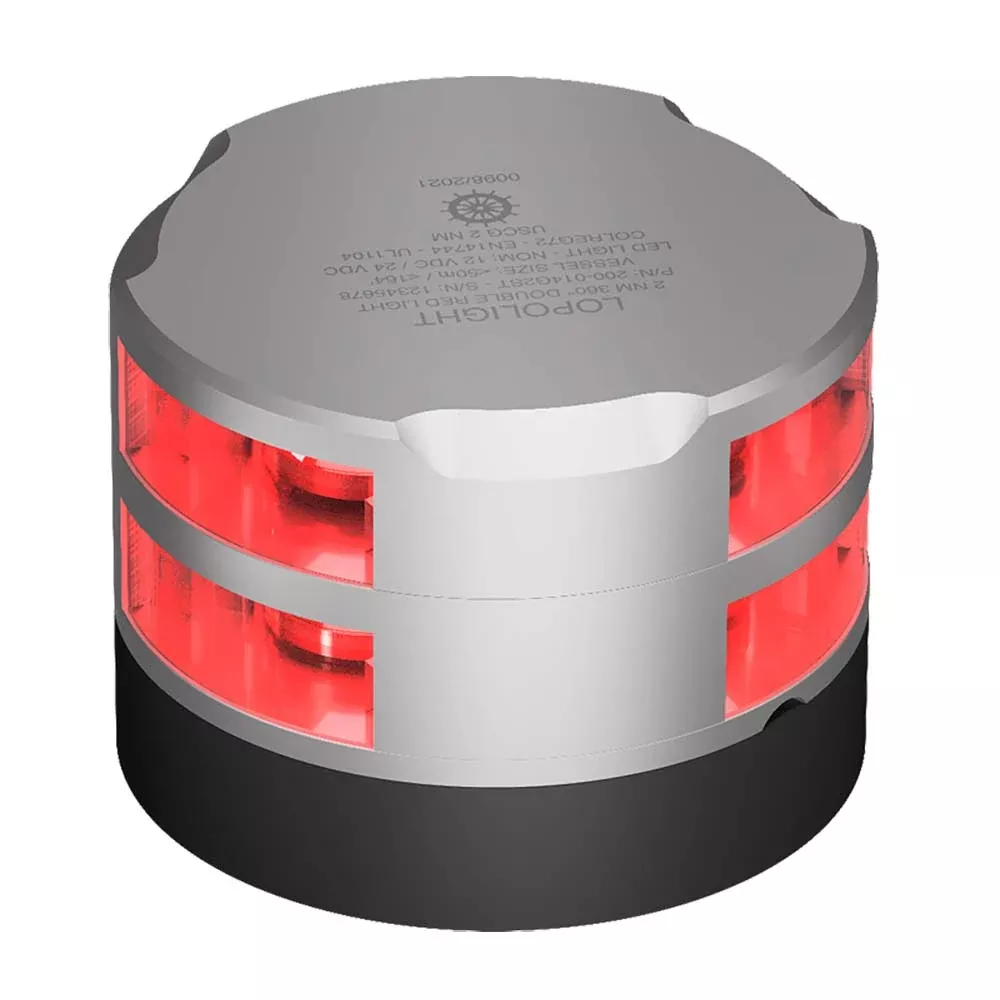 lopolight-360-red-double-stacked-navigation-light-2nm-0-7m-cable-silver-housing Lopolight 360° Red Double Stacked Navigation Light - 2nm - 0.7M Cable - Silver Housing