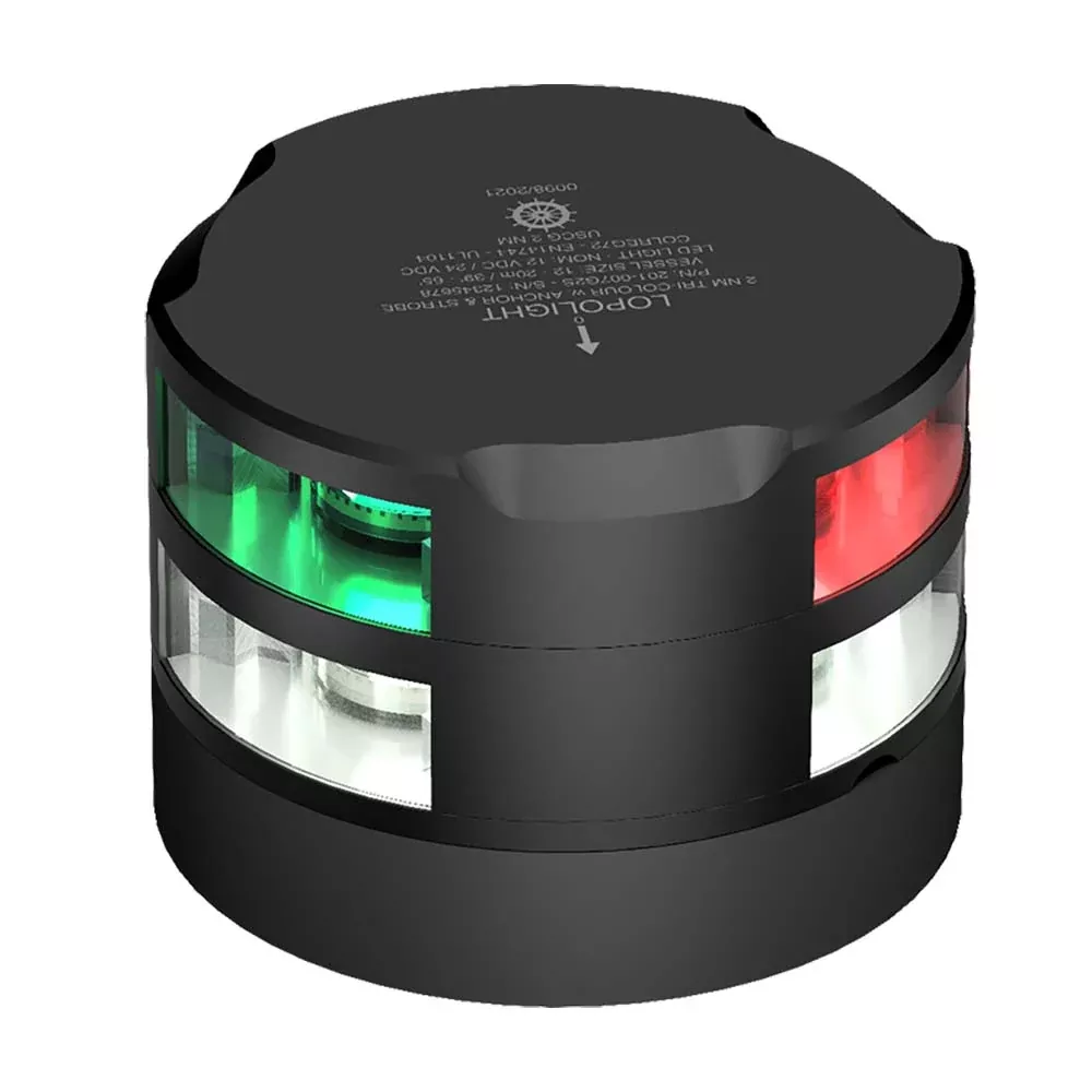 lopolight-tri-color-navigation-light-w-anchor-light-amp-strobe-2nm-0-7m-cable-bl Lopolight Tri-Color Navigation Light w/Anchor Light & Strobe - 2nm - 0.7M Cable - Black Housing
