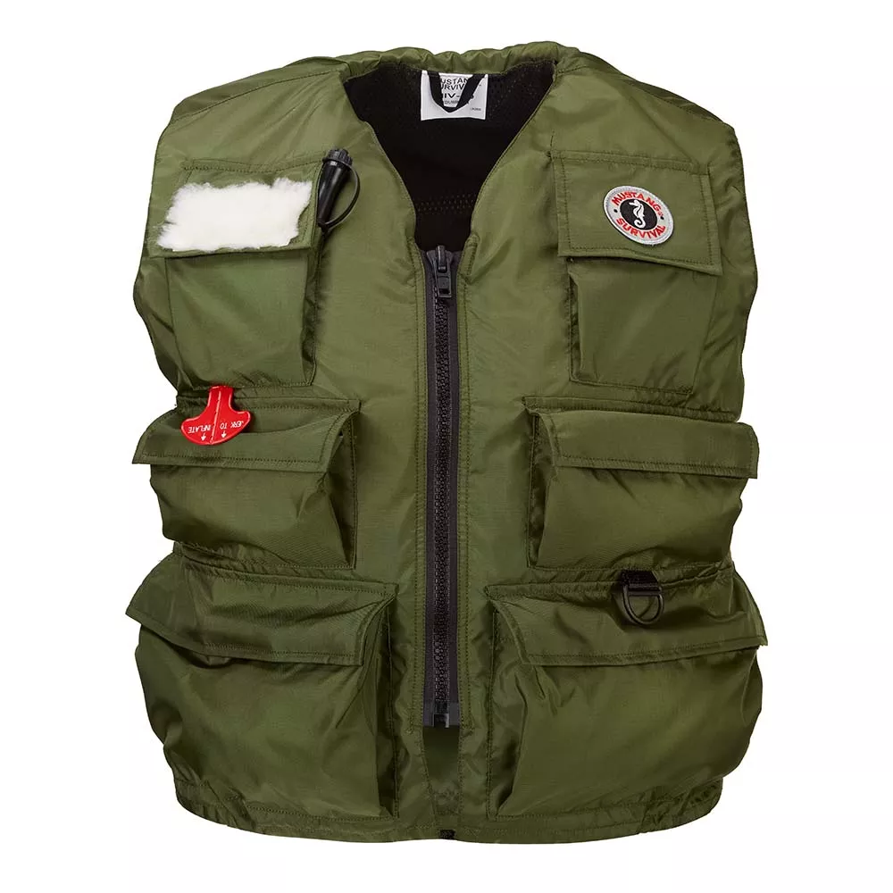 Mustang Fisherman Manual Inflatable Life Vest - Olive - XL
