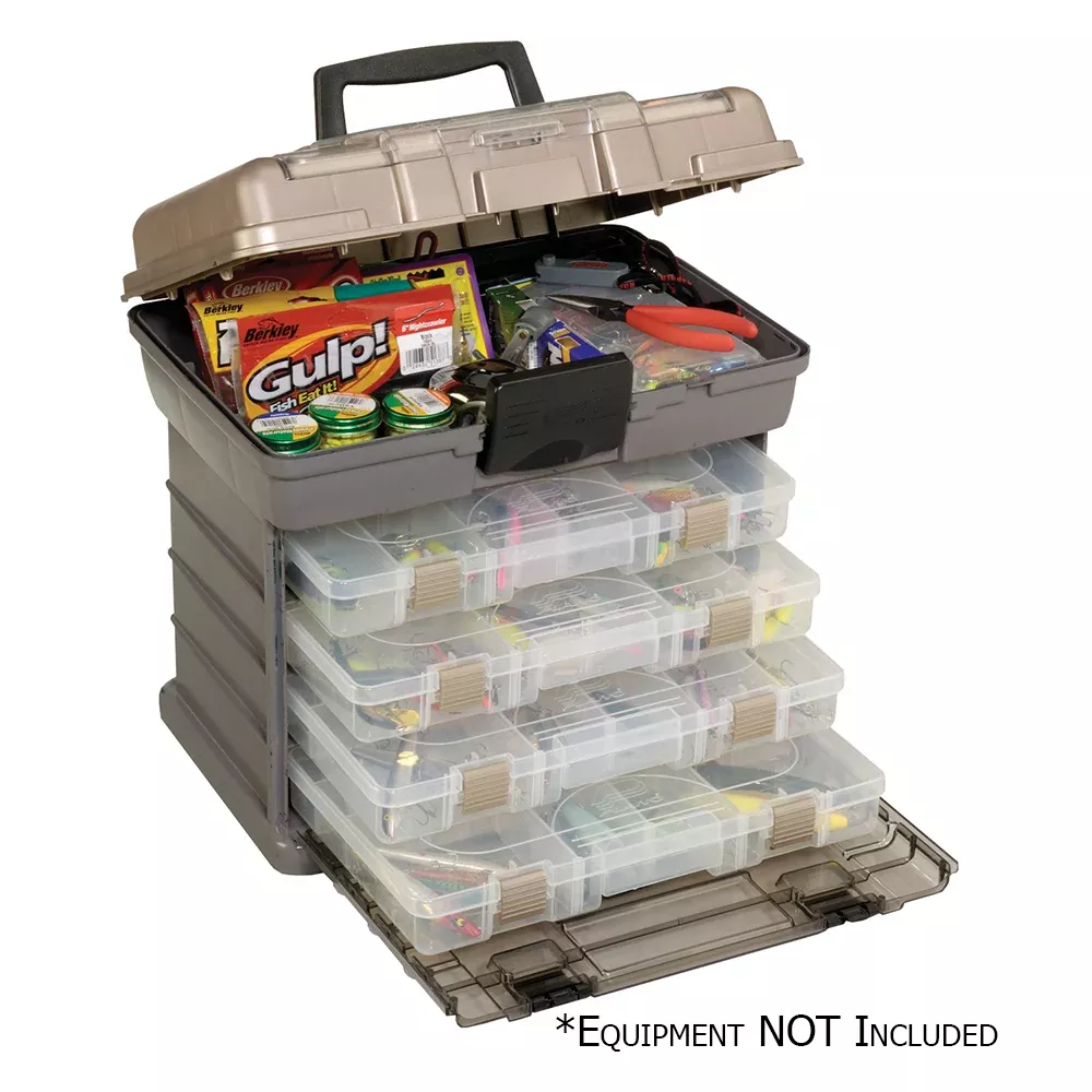 plano-guide-series-trade-stowaway-reg-rack-tackle-box-system-graphite-sandstone Plano Guide Series™ Stowaway® Rack Tackle Box System - Graphite/Sandstone