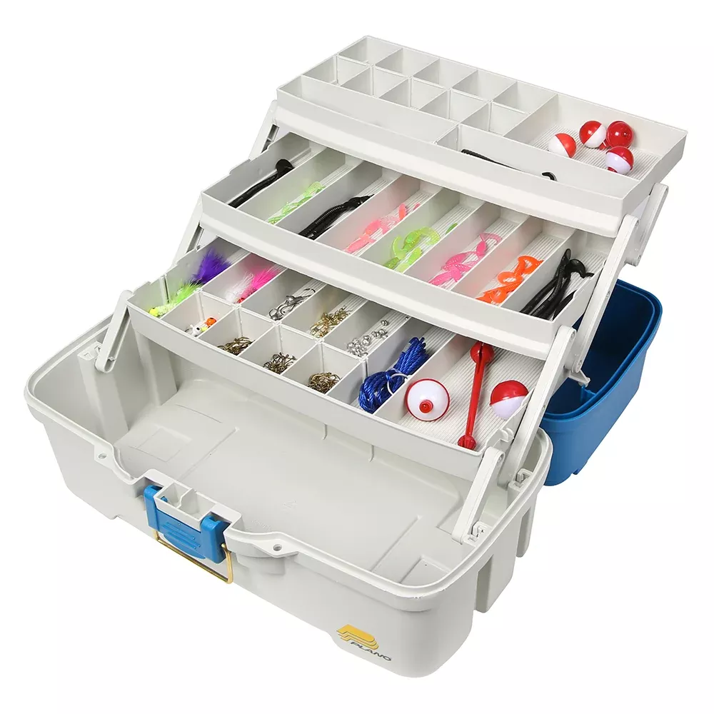 plano-ready-set-fish-three-tray-tackle-box-aqua-blue-tan Plano Ready Set Fish Three-Tray Tackle Box - Aqua Blue/Tan