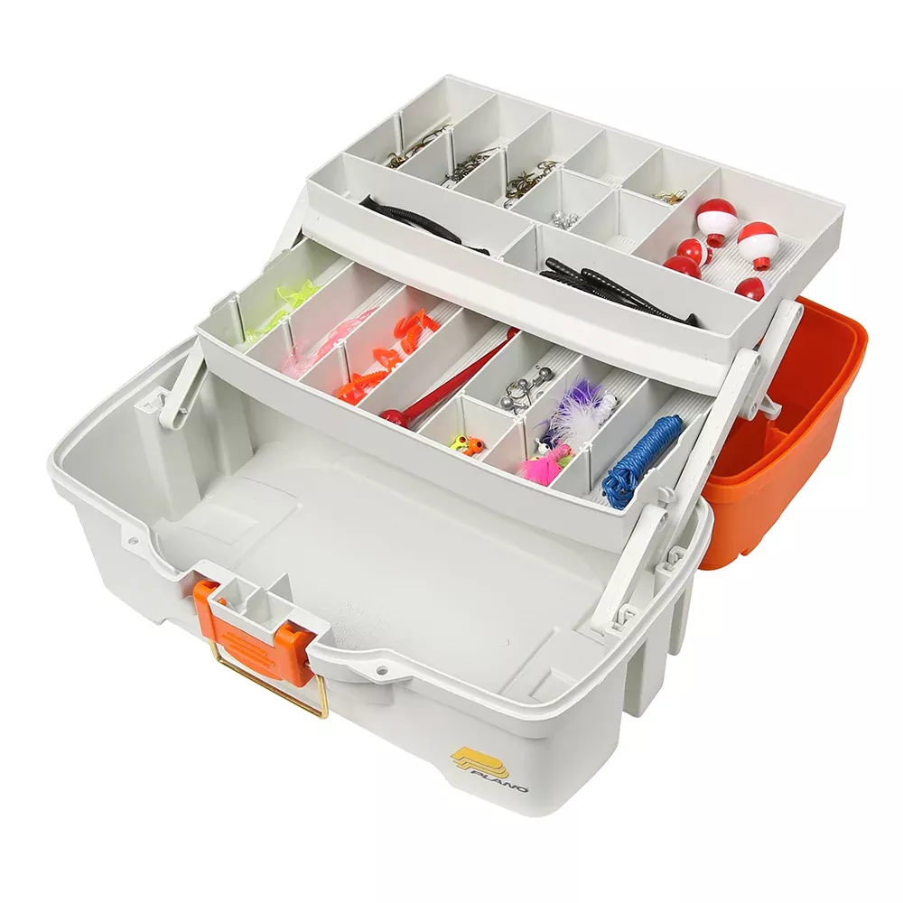 plano-ready-set-fish-two-tray-tackle-box-orange-tan Plano Ready Set Fish Two-Tray Tackle Box - Orange/Tan