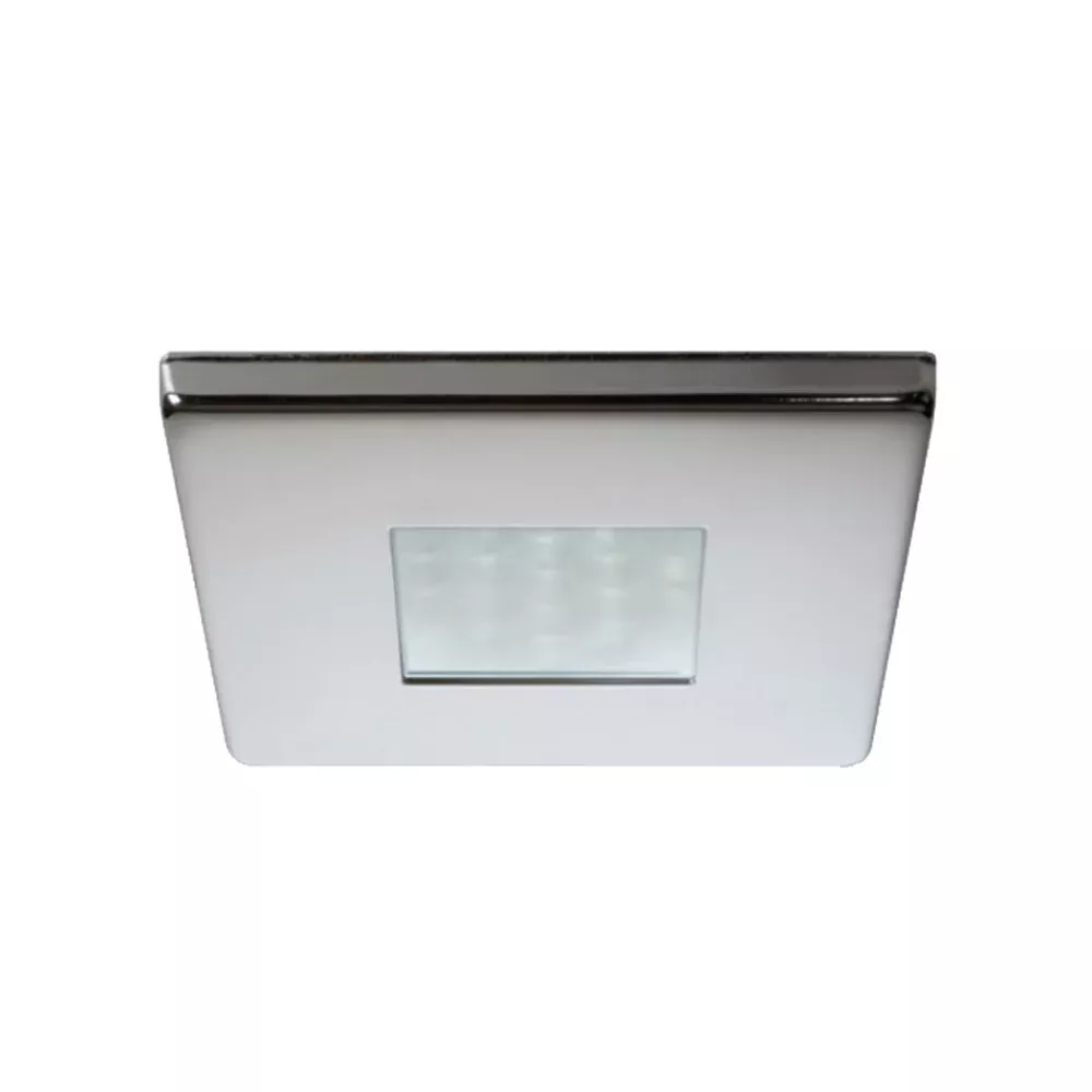 Quick - Edwin C Downlight LED - 2W, IP66, Screw Mounted - Square Stainless Bezel, Square Warm White Light