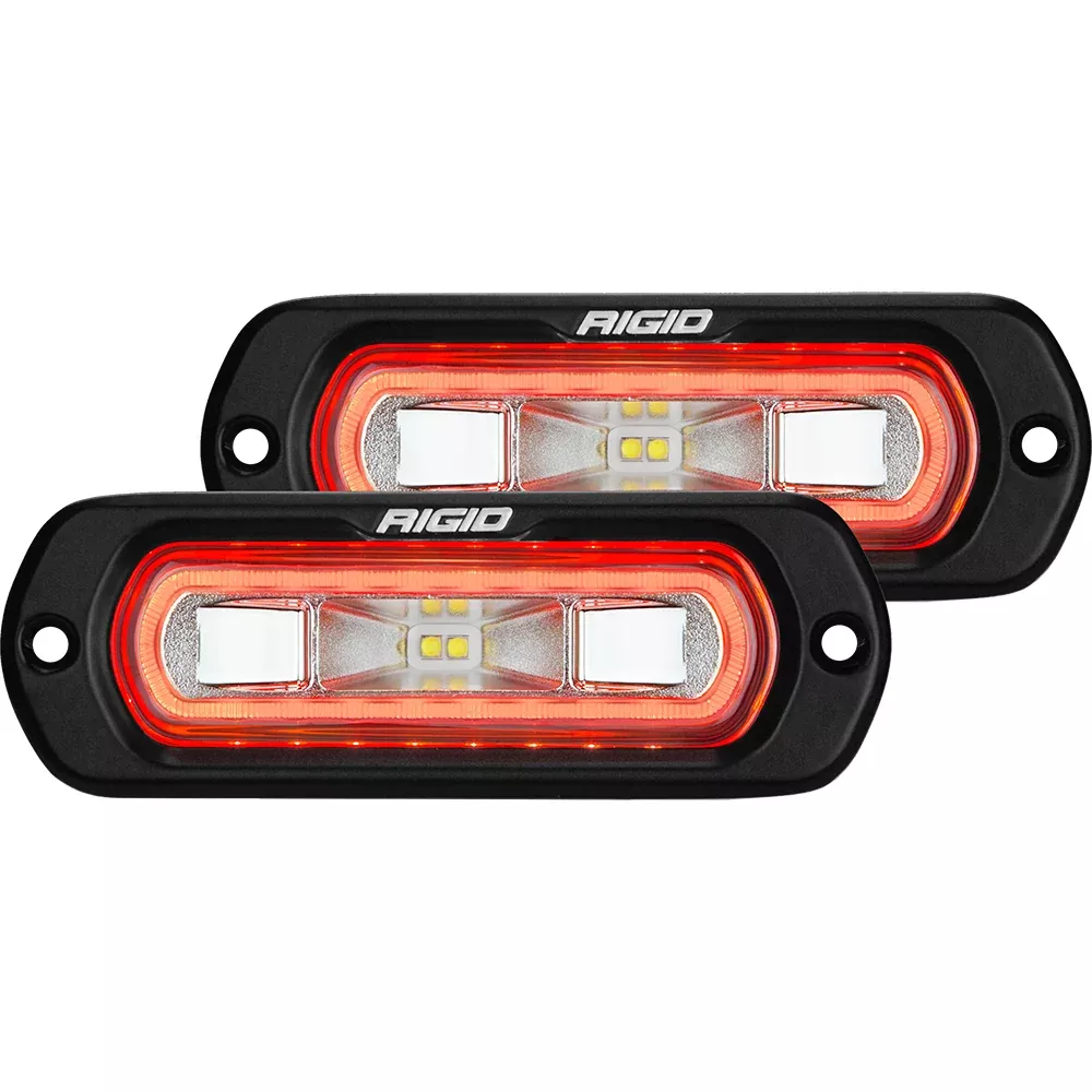 rigid-industries-sr-l-series-flush-mount-spreader-light-black-housing-red-halo RIGID Industries SR-L Series Flush Mount Spreader Light - Black Housing - Red Halo