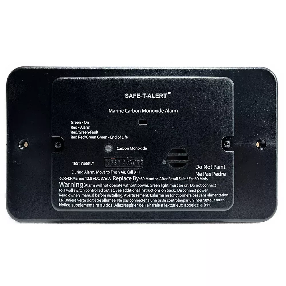 safe-t-alert-62-series-marine-carbon-monoxide-black-flush-mount-12v-w-relay-amp- Safe-T-Alert 62 Series Marine Carbon Monoxide - Black - Flush Mount - 12V w/Relay & Trim Ring