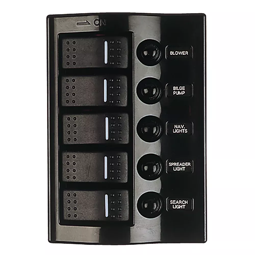 sea-dog-nylon-circuit-breaker-panel-5-circuit-wave-style Sea-Dog Nylon Circuit Breaker Panel - 5 Circuit - Wave Style
