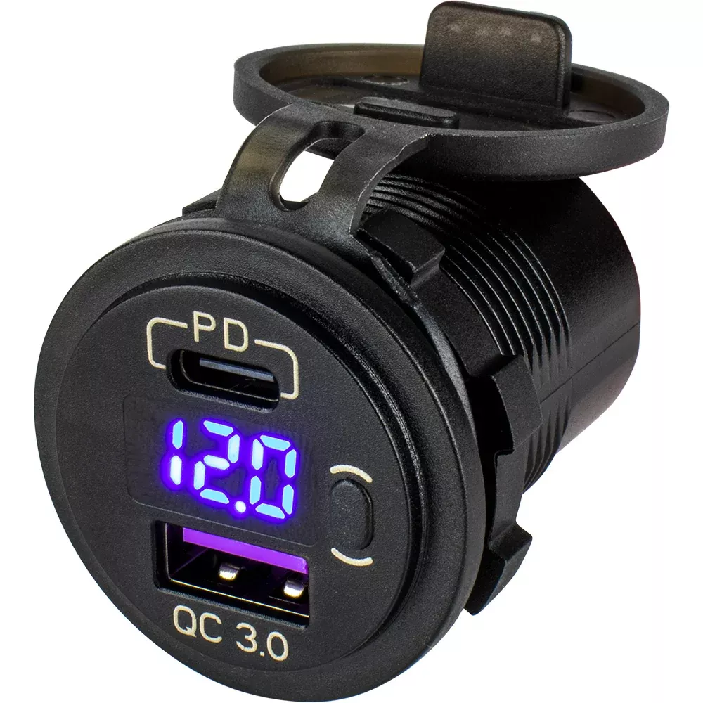 sea-dog-round-usb-amp-usb-c-power-socket-w-hidden-voltmeter Sea-Dog Round USB & USB-C Power Socket w/Hidden Voltmeter