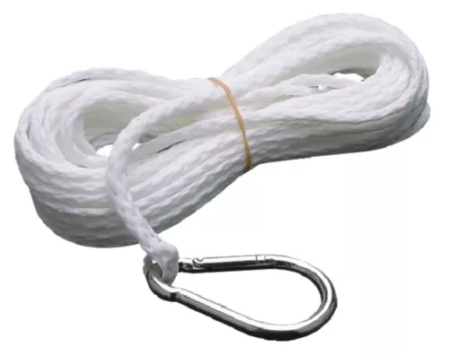 Seachoice 40201 Hollow Braid Polypropylene Anchor Line, White, 1/4" x 50'