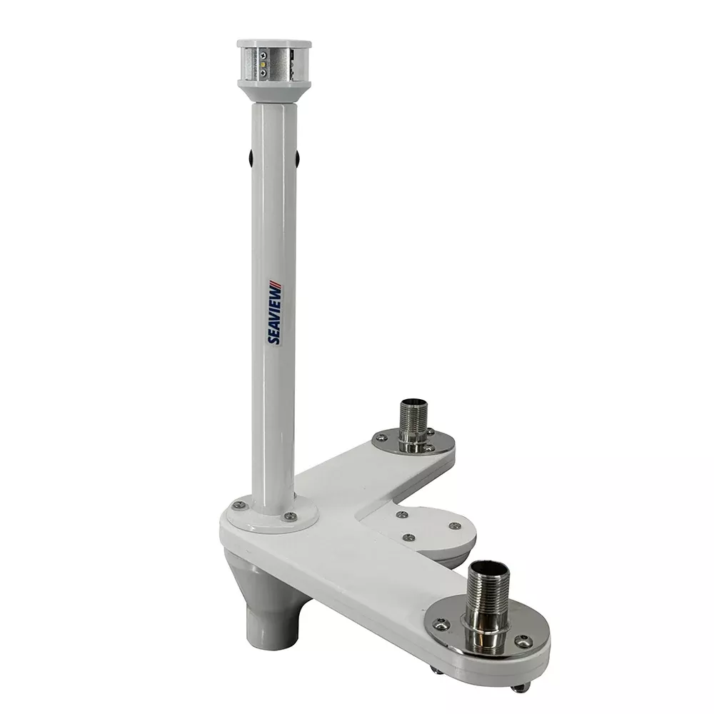 Seaview Triple Mount Adapter w/C5 Certified LED Light 12" Post & Threaded 1"-14 Thread Bases f/GPS Units