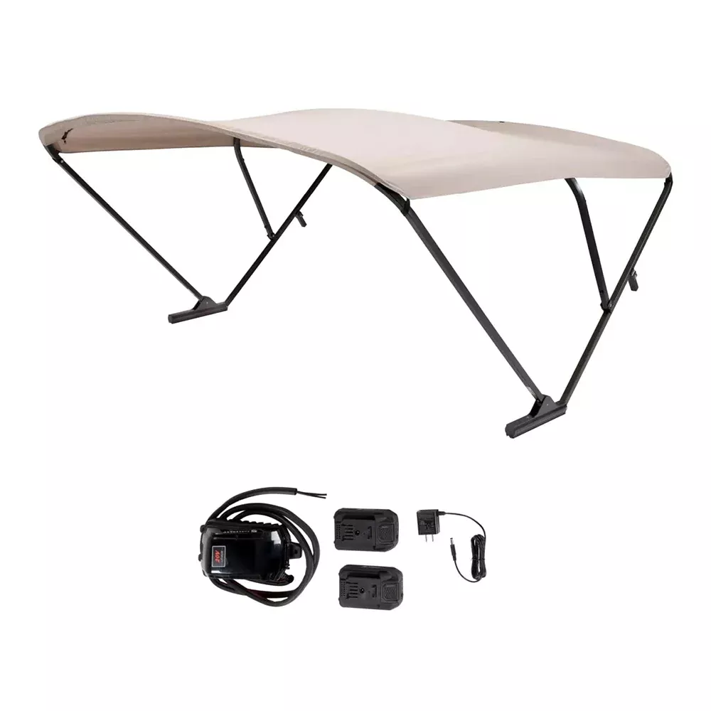 sureshade-battery-powered-bimini-black-anodized-frame-amp-beige-fabric SureShade Battery Powered Bimini - Black Anodized Frame & Beige Fabric
