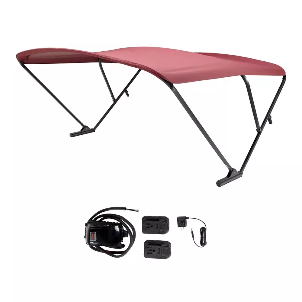 sureshade-battery-powered-bimini-black-anodized-frame-amp-burgundy-fabric SureShade Battery Powered Bimini - Black Anodized Frame & Burgundy Fabric