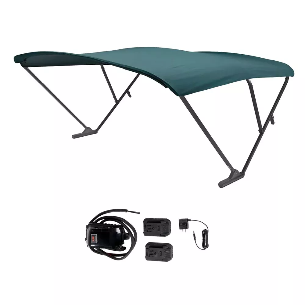 sureshade-battery-powered-bimini-black-anodized-frame-amp-green-fabric SureShade Battery Powered Bimini - Black Anodized Frame & Green Fabric