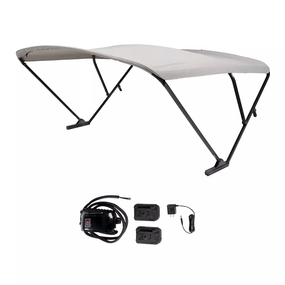 sureshade-battery-powered-bimini-black-anodized-frame-amp-grey-fabric SureShade Battery Powered Bimini - Black Anodized Frame & Grey Fabric