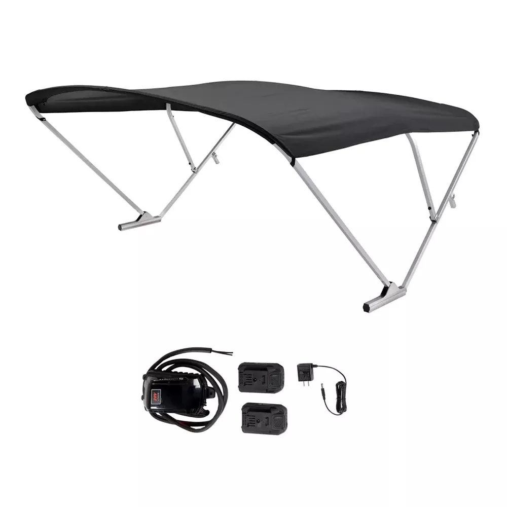 sureshade-battery-powered-bimini-clear-anodized-frame-amp-black-fabric SureShade Battery Powered Bimini - Clear Anodized Frame & Black Fabric