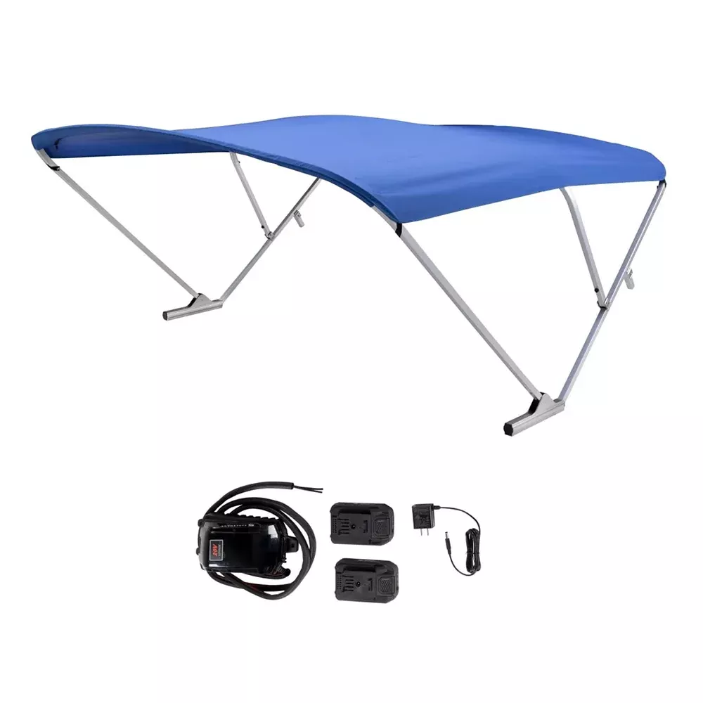 sureshade-battery-powered-bimini-clear-anodized-frame-amp-pacific-blue-fabric SureShade Battery Powered Bimini - Clear Anodized Frame & Pacific Blue Fabric