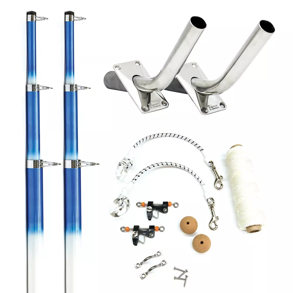 tigress-15-fiberglass-telescoping-outrigger-system-white-blue Tigress 15' Fiberglass Telescoping Outrigger System - White/Blue