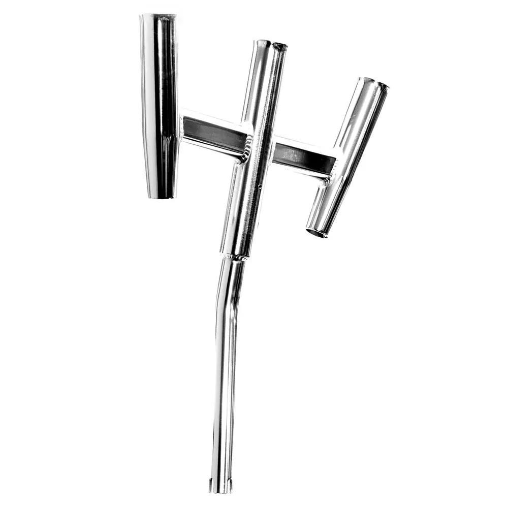 tigress-triple-aluminum-kite-rod-holder-bent-butt-polished Tigress Triple Aluminum Kite Rod Holder - Bent Butt - Polished