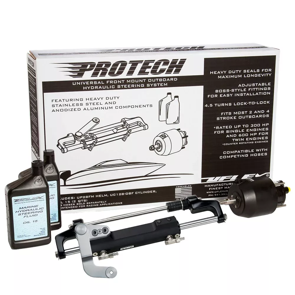 uflex-protech-3-1-front-mount-ob-hydraulic-system-includes-up28-fm-helm-oil-amp- Uflex PROTECH 3.1 Front Mount OB Hydraulic System - Includes UP28 FM Helm, Oil & UC128-TS/3 Cylinder - No Hoses