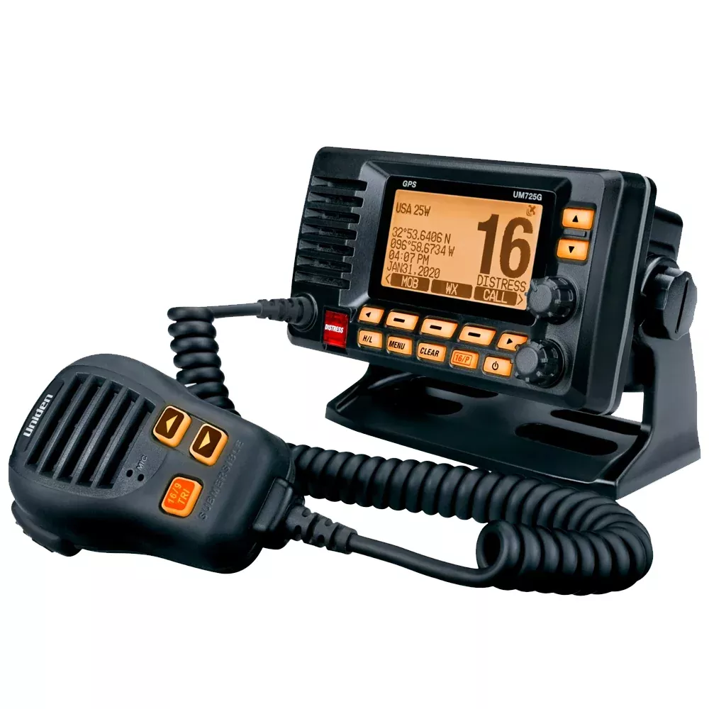 uniden-um725-fixed-mount-marine-vhf-radio-w-gps-black Uniden UM725 Fixed Mount Marine VHF Radio w/GPS - Black