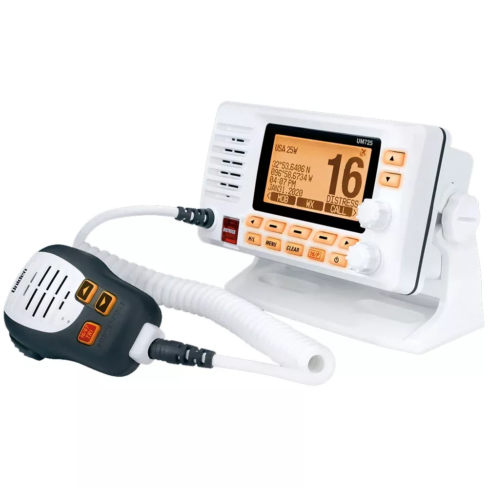 uniden-um725-fixed-mount-vhf-w-gps-amp-bluetooth-white Uniden UM725 Fixed Mount VHF w/GPS & Bluetooth - White