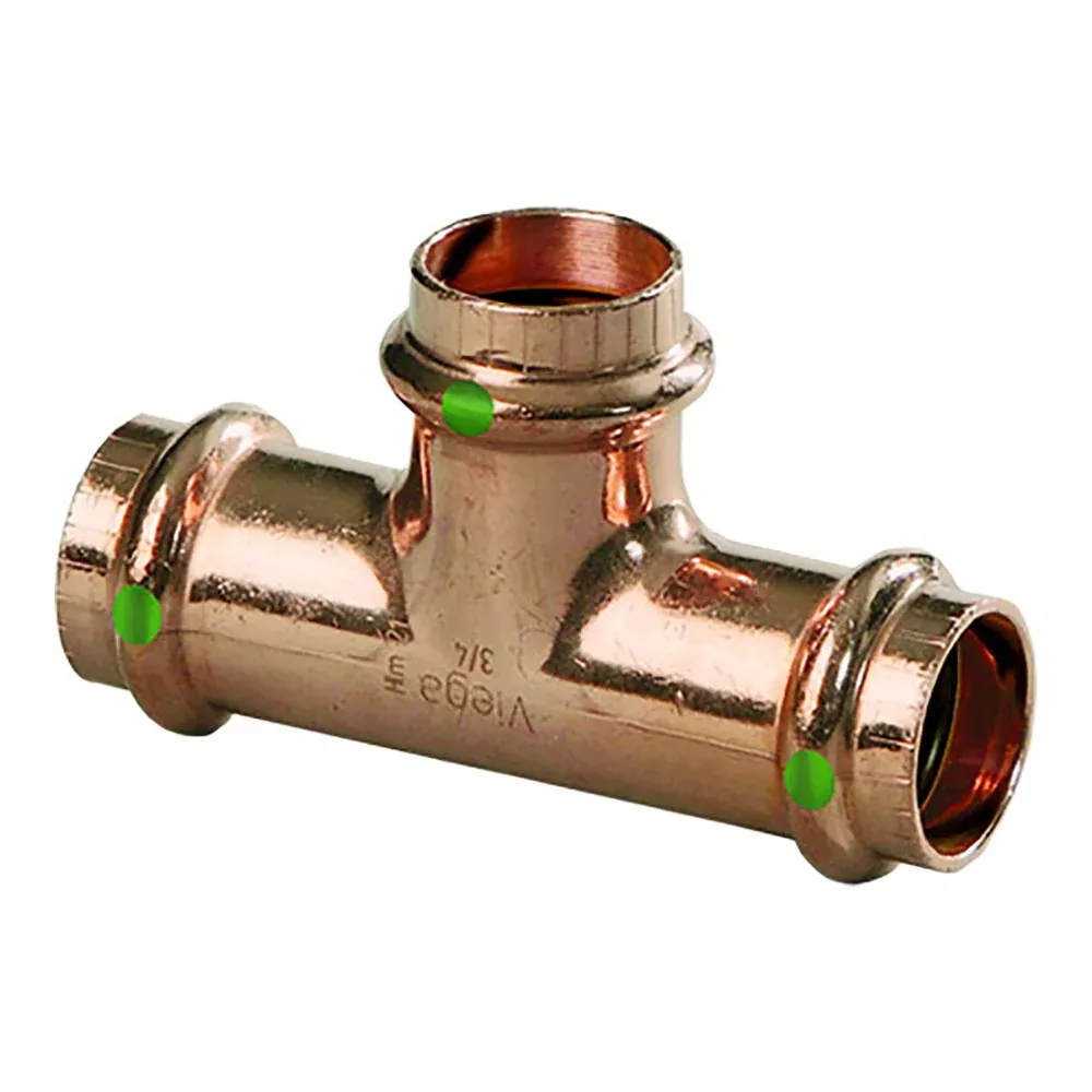 viega-propress-1-quot-copper-tee-triple-press-connection-smart-connect-technolog Viega ProPress 1" Copper Tee - Triple Press Connection - Smart Connect Technology