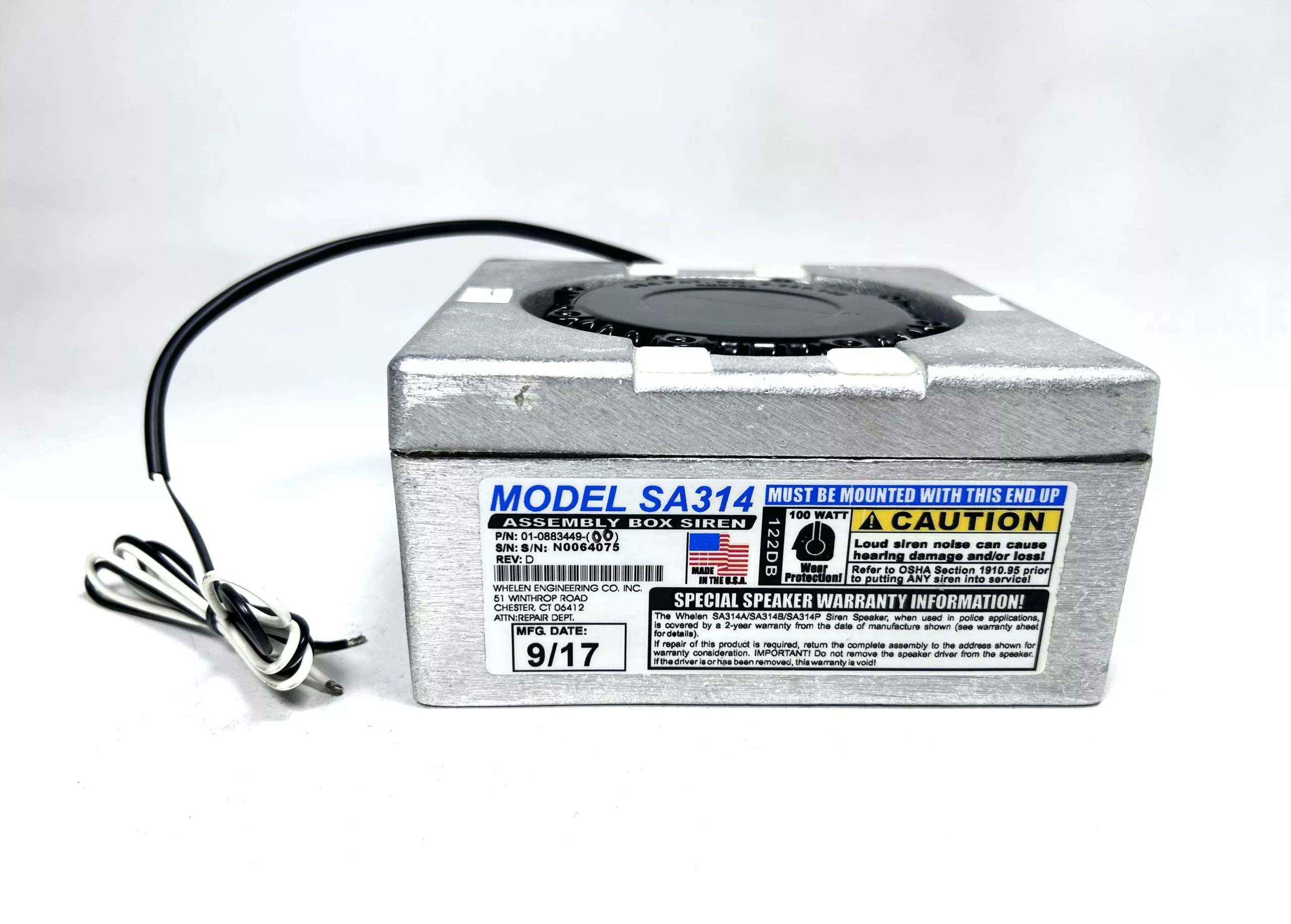 whelen-sa314-aluminum-assembly-box-siren-speaker-100-watt Whelen SA314, Aluminum Assembly Box Siren Speaker 100 Watt