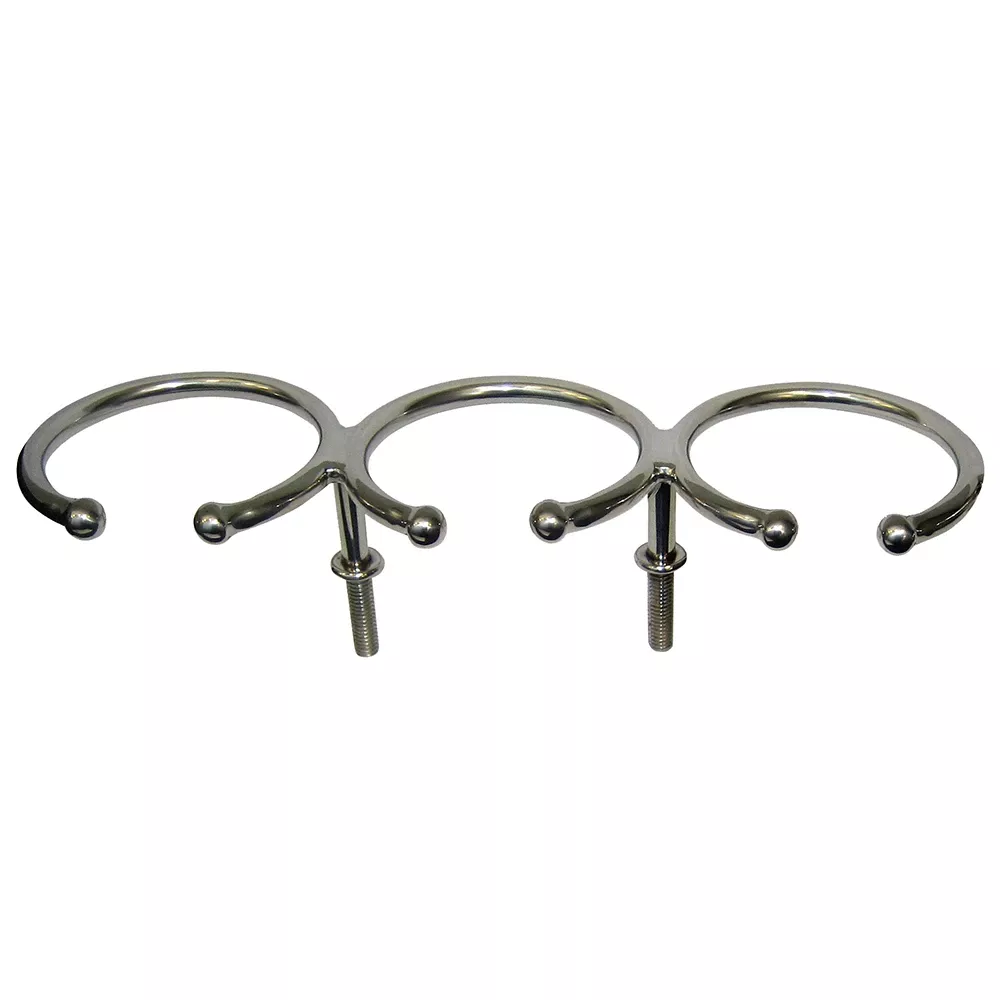 Whitecap Top Mount Ring SS Cup Holder - 3-Drink - Stud Mount S-3514