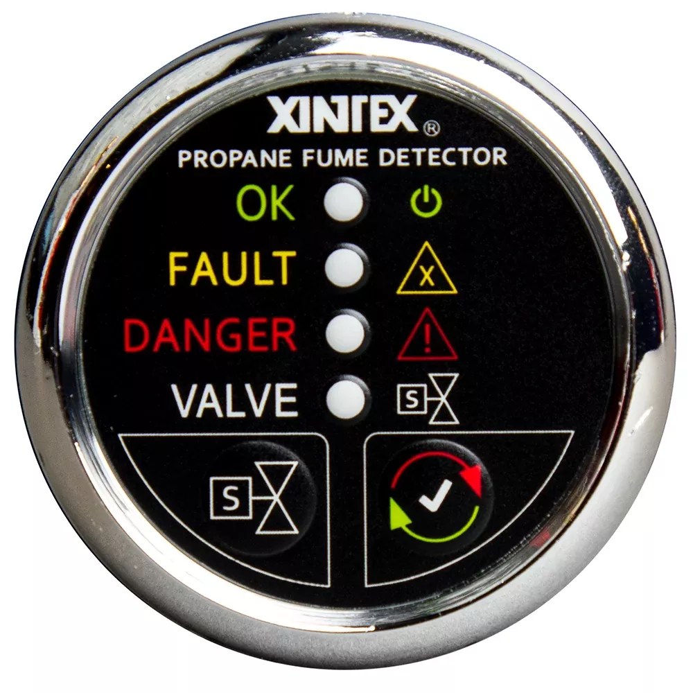 xintex-propane-fume-detector-w-plastic-sensor-amp-solenoid-valve-chrome-bezel-di Xintex Propane Fume Detector w/Plastic Sensor & Solenoid Valve - Chrome Bezel Display